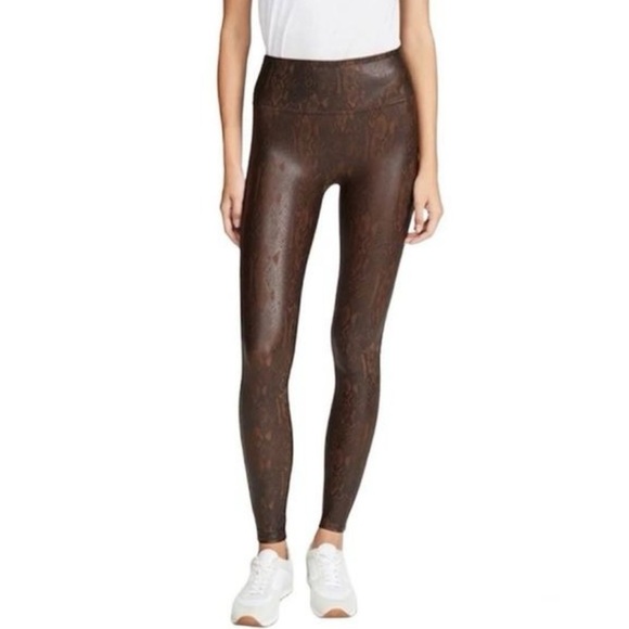 SPANX Pants - SPANX Faux Leather Snakeskin Brown Leggings